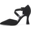 imageWomens One Cross Strap Pumps Pointed Toe Stiletto High Heels Buckle Strap Dress Shoes Cool Black
