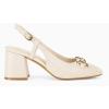 imageWomens Slingback Block Heels Closed Square Toe Dress Work Shoes Slip on Buckle Strap Business PumpsBeige