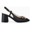 imageWomens Slingback Block Heels Closed Square Toe Dress Work Shoes Slip on Buckle Strap Business PumpsBlack