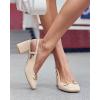 imageWomens Slingback Block Heels Closed Square Toe Dress Work Shoes Slip on Buckle Strap Business PumpsNude