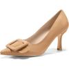 imageCoutgo Womens Closed Pointed Toe Pumps Stiletto High Heels Wedding Party Dress ShoesLight Khaki