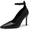 imageCoutgo Womens High Heels Closed Pointed Toe Ankle Strap Stiletto Pumps Dress Office ShoesBlack