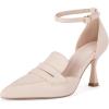 imageCoutgo Womens Pointed Toe Stiletto Heels Ankle Strap Pumps Party Wedding Dress ShoesApricot