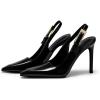 imageCoutgo Womens Slingback High Heels Pointed Toe Stilettos Metal Buckle Dress Party Pump ShoesBlack