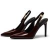 imageCoutgo Womens Slingback High Heels Pointed Toe Stilettos Metal Buckle Dress Party Pump ShoesRedBrown