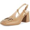 imageWomens Slingback Block Heels Closed Square Toe Dress Work Shoes Slip on Buckle Strap Business PumpsKhaki