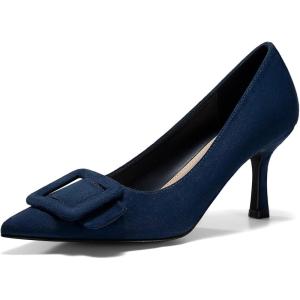 imageCoutgo Womens Closed Pointed Toe Pumps Stiletto High Heels Wedding Party Dress ShoesNavysuede
