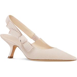 imageCoutgo Womens Slingback Kitten Heels Closed Pointed Toe Bowknot Knitted Slip On Work Pumps Dress ShoesBeige