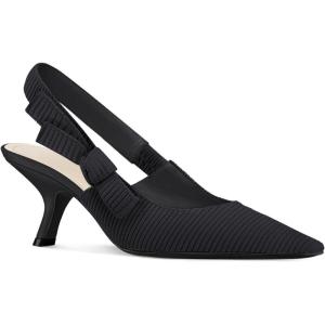imageCoutgo Womens Slingback Kitten Heels Closed Pointed Toe Bowknot Knitted Slip On Work Pumps Dress ShoesBlack