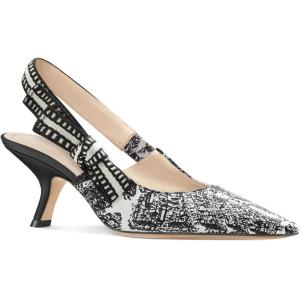 imageCoutgo Womens Slingback Kitten Heels Closed Pointed Toe Bowknot Knitted Slip On Work Pumps Dress ShoesPrinted Black