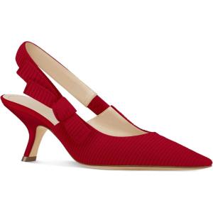 imageCoutgo Womens Slingback Kitten Heels Closed Pointed Toe Bowknot Knitted Slip On Work Pumps Dress ShoesRed