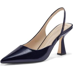 imageCoutgo Womens Slingback Stiletto High Heels Closed Pointed Toe Pumps DOrsay Sexy Office Dress ShoesNavy