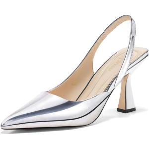 imageCoutgo Womens Slingback Stiletto High Heels Closed Pointed Toe Pumps DOrsay Sexy Office Dress ShoesSilver