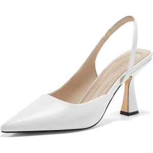 imageCoutgo Womens Slingback Stiletto High Heels Closed Pointed Toe Pumps DOrsay Sexy Office Dress ShoesWhite