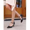 imageCoutgo Womens Chunky High Heels Closed Pointed Toe Ankle Strap Pumps Vintage DOrsay Dress Party ShoesBlack