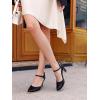 imageCoutgo Womens Chunky High Heels Closed Pointed Toe Ankle Strap Pumps Vintage DOrsay Dress Party ShoesBlack
