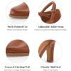 imageCoutgo Womens Chunky High Heels Closed Pointed Toe Ankle Strap Pumps Vintage DOrsay Dress Party ShoesBrown