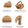 imageCoutgo Womens Chunky High Heels Closed Pointed Toe Ankle Strap Pumps Vintage DOrsay Dress Party ShoesLight Brown