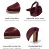 imageCoutgo Womens Chunky High Heels Closed Pointed Toe Ankle Strap Pumps Vintage DOrsay Dress Party ShoesMaroon