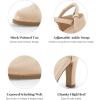 imageCoutgo Womens Chunky High Heels Closed Pointed Toe Ankle Strap Pumps Vintage DOrsay Dress Party ShoesNude