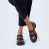 imageCoutgo Womens Chunky Platform Lug Sole Loafers Mid Heel Square Toe Dress Walking Work Shoes with Buckle ChainCoffee