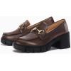 imageCoutgo Womens Chunky Platform Lug Sole Loafers Mid Heel Square Toe Dress Walking Work Shoes with Buckle ChainCoffee
