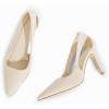 imageCoutgo Womens Dressy Heels Shoes Closed Pointed Toe Cut Out Pumps Casual Work ShoesBeige