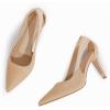 imageCoutgo Womens Dressy Heels Shoes Closed Pointed Toe Cut Out Pumps Casual Work ShoesKhaki