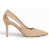 imageCoutgo Womens Dressy Heels Shoes Closed Pointed Toe Cut Out Pumps Casual Work ShoesKhaki