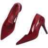 imageCoutgo Womens Dressy Heels Shoes Closed Pointed Toe Cut Out Pumps Casual Work ShoesRed Wine