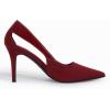 imageCoutgo Womens Dressy Heels Shoes Closed Pointed Toe Cut Out Pumps Casual Work ShoesRed Wine