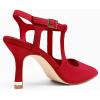 imageCoutgo Womens High Heels Pointed Toe Ankle Strap Pumps Patent Leather Sexy Stiletto Office Wedding Dress ShoesBsuede Red