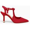imageCoutgo Womens High Heels Pointed Toe Ankle Strap Pumps Patent Leather Sexy Stiletto Office Wedding Dress ShoesBsuede Red
