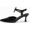 imageCoutgo Womens Kitten Heels Dress Shoes Closed Pointed Toe Ankle Strap Bow PumpsBlack