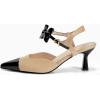 imageCoutgo Womens Kitten Heels Dress Shoes Closed Pointed Toe Ankle Strap Bow PumpsKhaki