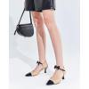 imageCoutgo Womens Kitten Heels Dress Shoes Closed Pointed Toe Ankle Strap Bow PumpsKhaki