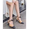 imageCoutgo Womens Kitten Heels Dress Shoes Closed Pointed Toe Ankle Strap Bow PumpsLight Brown