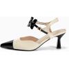 imageCoutgo Womens Kitten Heels Dress Shoes Closed Pointed Toe Ankle Strap Bow PumpsNude
