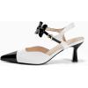 imageCoutgo Womens Kitten Heels Dress Shoes Closed Pointed Toe Ankle Strap Bow PumpsWhite