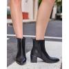 imageCoutgo Womens Pointed Toe Ankle Boots Chunky Block Stacked Heel Side Zipper Chelsea Fall BootiesBlackleather