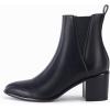 imageCoutgo Womens Pointed Toe Ankle Boots Chunky Block Stacked Heel Side Zipper Chelsea Fall BootiesBlackleather