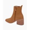 imageCoutgo Womens Pointed Toe Ankle Boots Chunky Block Stacked Heel Side Zipper Chelsea Fall BootiesBrown