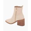 imageCoutgo Womens Pointed Toe Ankle Boots Chunky Block Stacked Heel Side Zipper Chelsea Fall BootiesNude