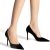 imageCoutgo Womens Pointed Toe High Heels Pumps Patent Suede Stiletto Heel Slip on Office Party Wedding Dress ShoesBlack
