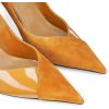 imageCoutgo Womens Pointed Toe High Heels Pumps Patent Suede Stiletto Heel Slip on Office Party Wedding Dress ShoesBrown 02