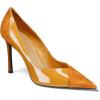 imageCoutgo Womens Pointed Toe High Heels Pumps Patent Suede Stiletto Heel Slip on Office Party Wedding Dress ShoesBrown 02