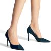 imageCoutgo Womens Pointed Toe High Heels Pumps Patent Suede Stiletto Heel Slip on Office Party Wedding Dress ShoesNavy