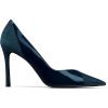 imageCoutgo Womens Pointed Toe High Heels Pumps Patent Suede Stiletto Heel Slip on Office Party Wedding Dress ShoesNavy
