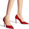 imageCoutgo Womens Pointed Toe High Heels Pumps Patent Suede Stiletto Heel Slip on Office Party Wedding Dress ShoesRedBurgundy