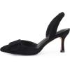 imageCoutgo Womens Slingback Heels Kitten Heel Pumps Dress Shoes Sling Back Closed Pointed Toe Suede Wedding Party SandalsBlack